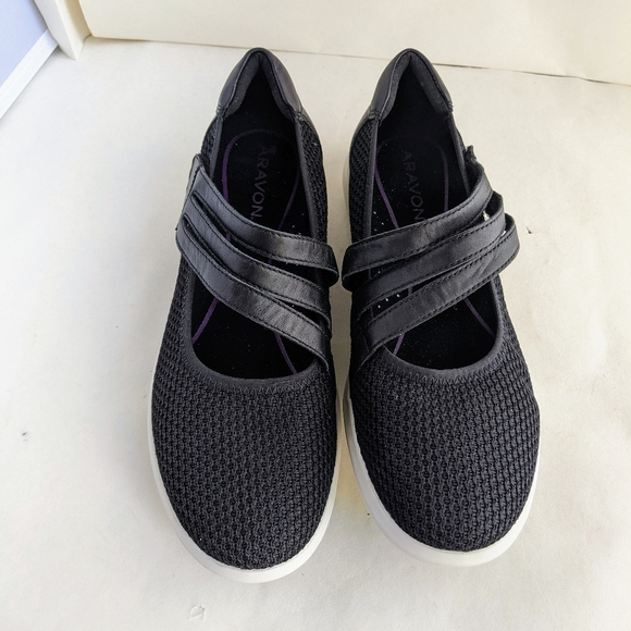 Aravon Shoes - Aravon PC Mary Jane Black Knit Shoe Size 9